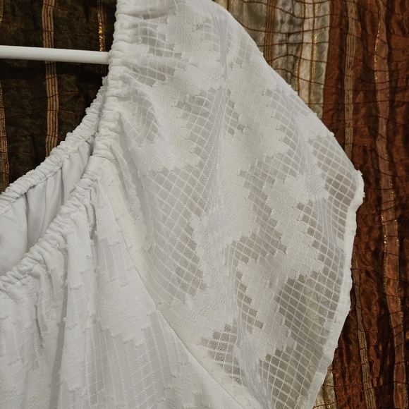 Lane Bryant White Flowy Boho Textured Lined Blouse Plus Size 18 - Picture 4 of 5